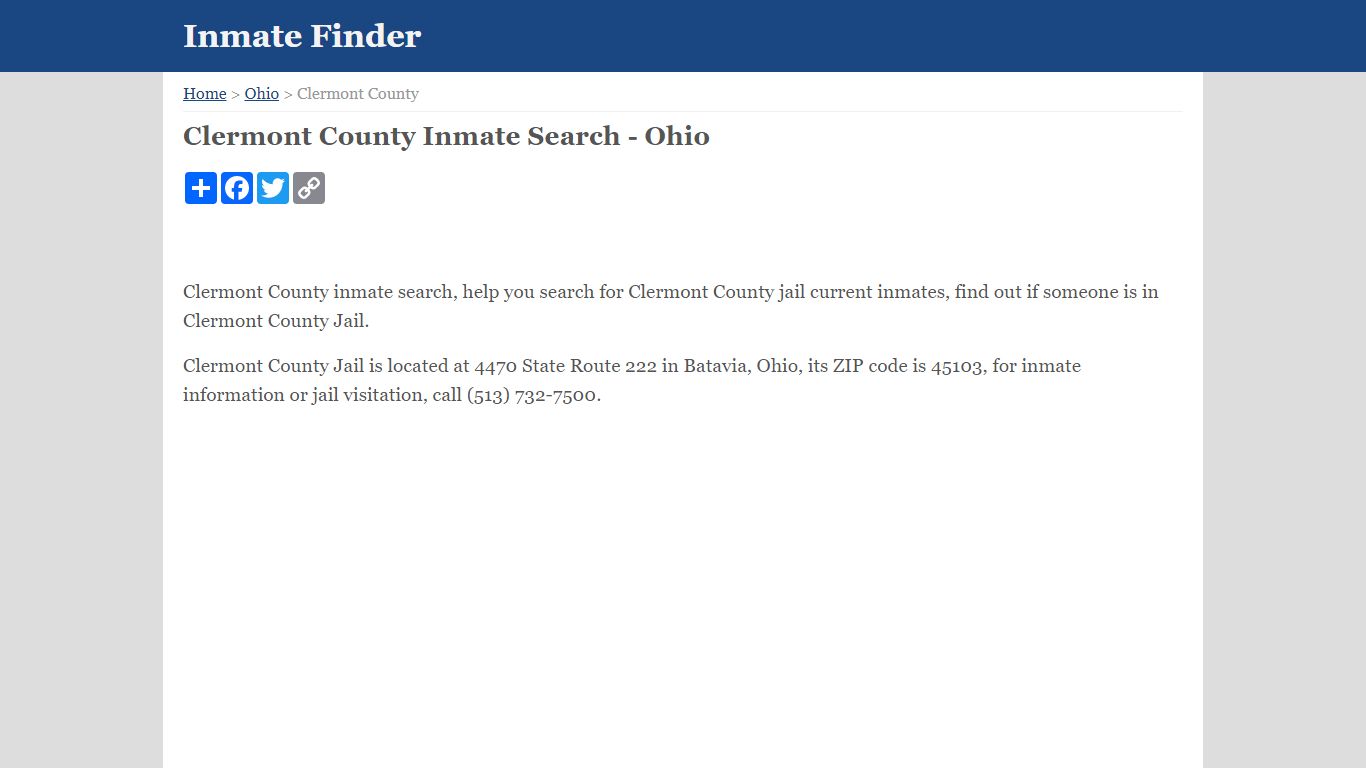 Clermont County Inmate Search - Ohio